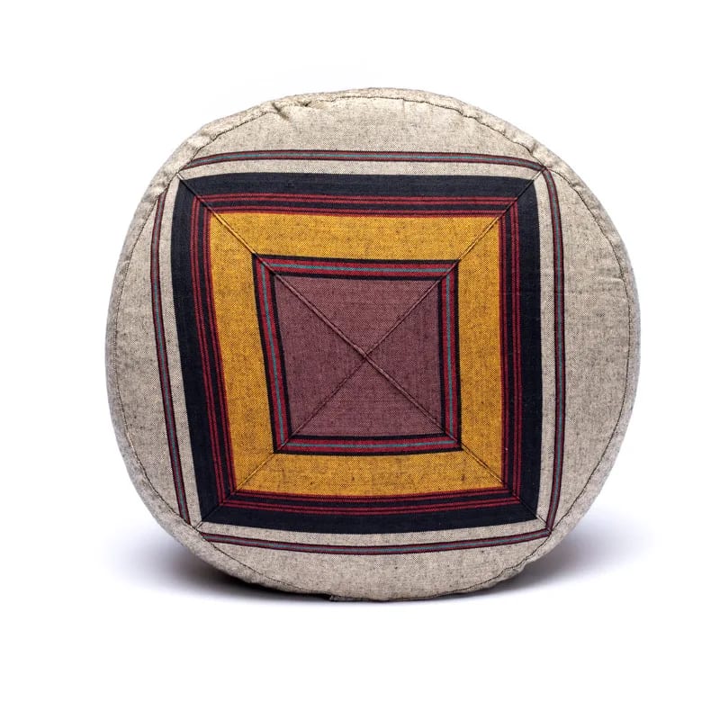 Meditatiekussen grijs/geel/rood patroon multi miniatuur 3